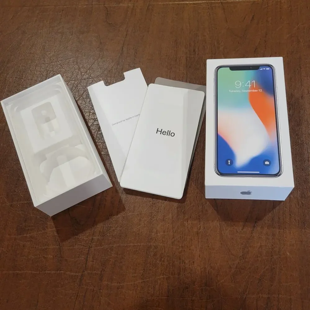 Box only Apple iPhone X 64BGB Silver Model A1865 Empty box only